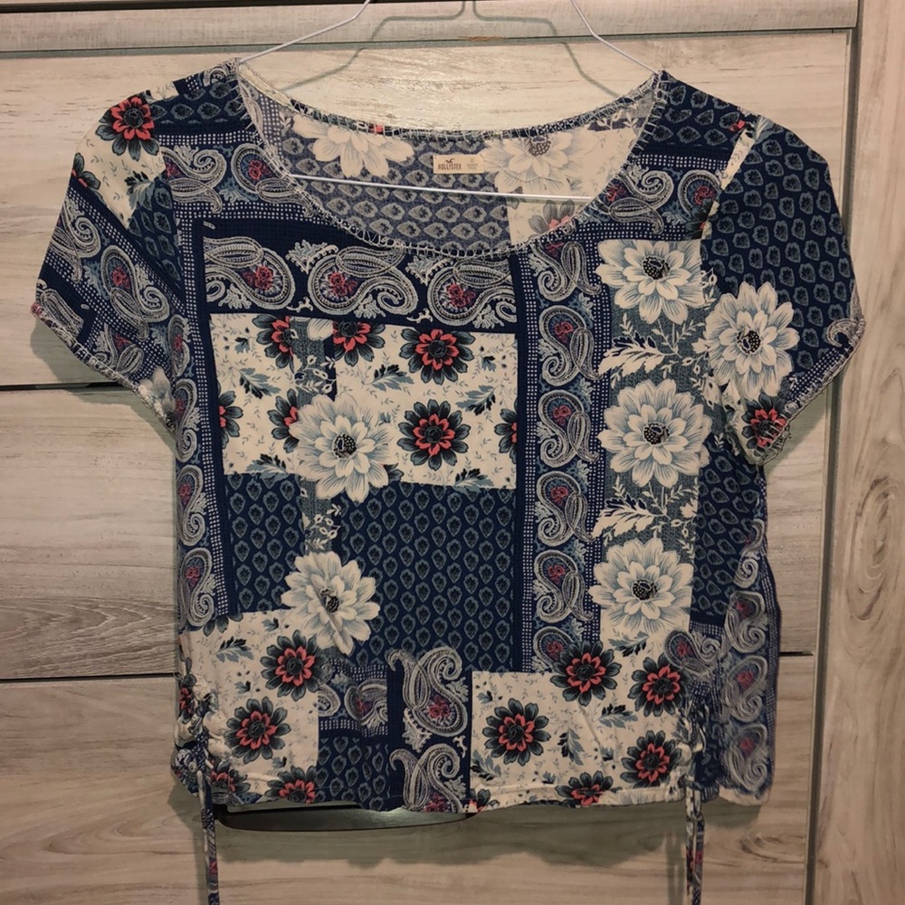 Floral blue shirt
